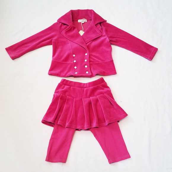 NEW Luna Luna 3pc Velor Jacket Top & Skeggings 2T - Picture 2 of 4